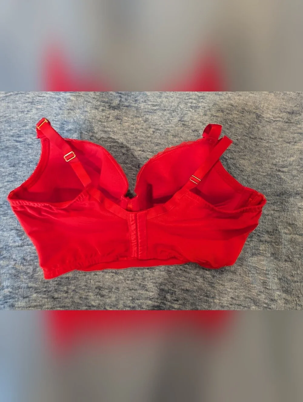 Cacique 40DD Red Lace Longline Bra with Gold Accents